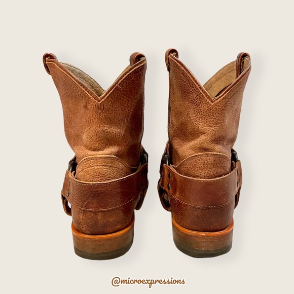 $388 Frye Wyatt Harness Cognac Brown Leather Cowboy Western Short Ankle Boot - Picture 8 of 13